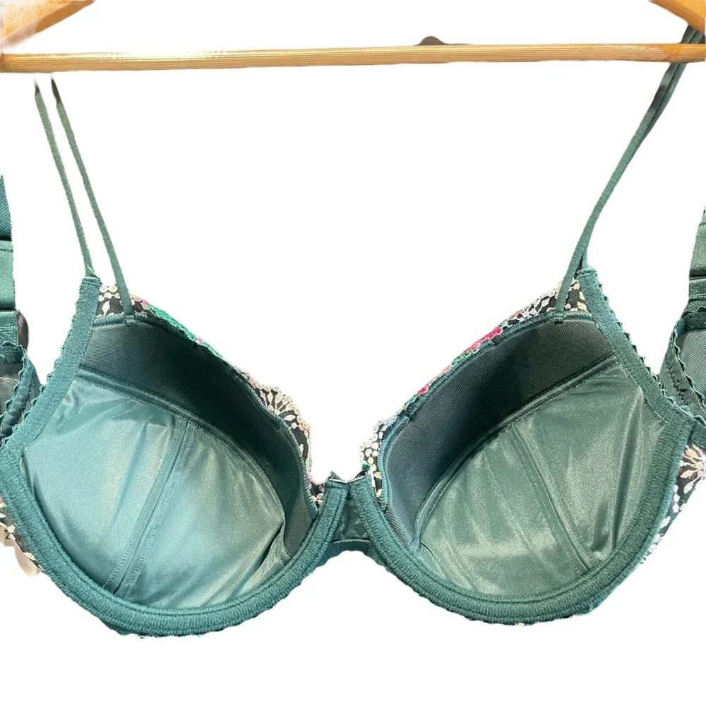 NWT Marie Jo Jane Push Up Bra Removable Pads Floral Embroidered Lace 32DD